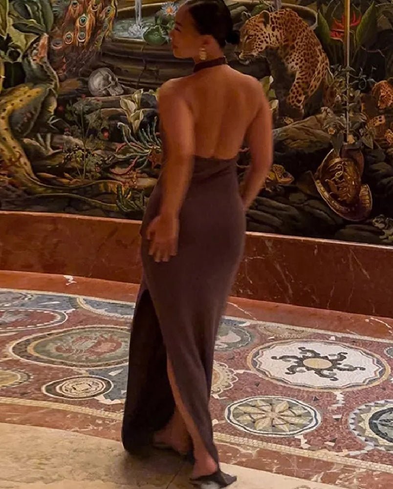 Carla Halter Tie Backless Maxi Dress - Elegant Occasion Dress for Women - Image 2