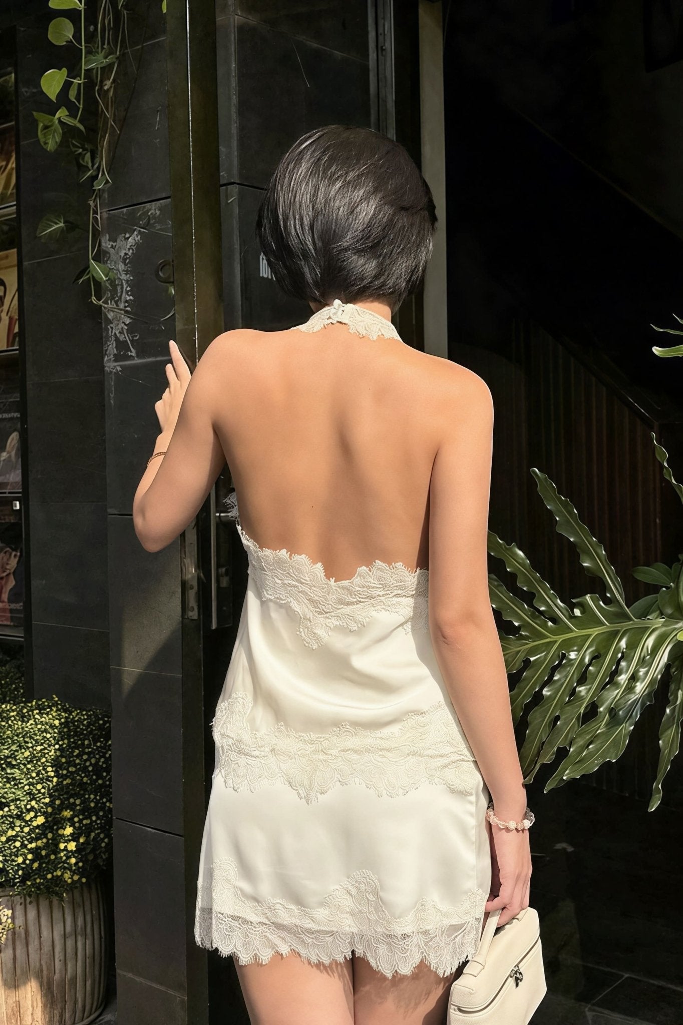 Lena Lace Halter Mini Dress - Elegant Occasion Dress for Women - Image 2