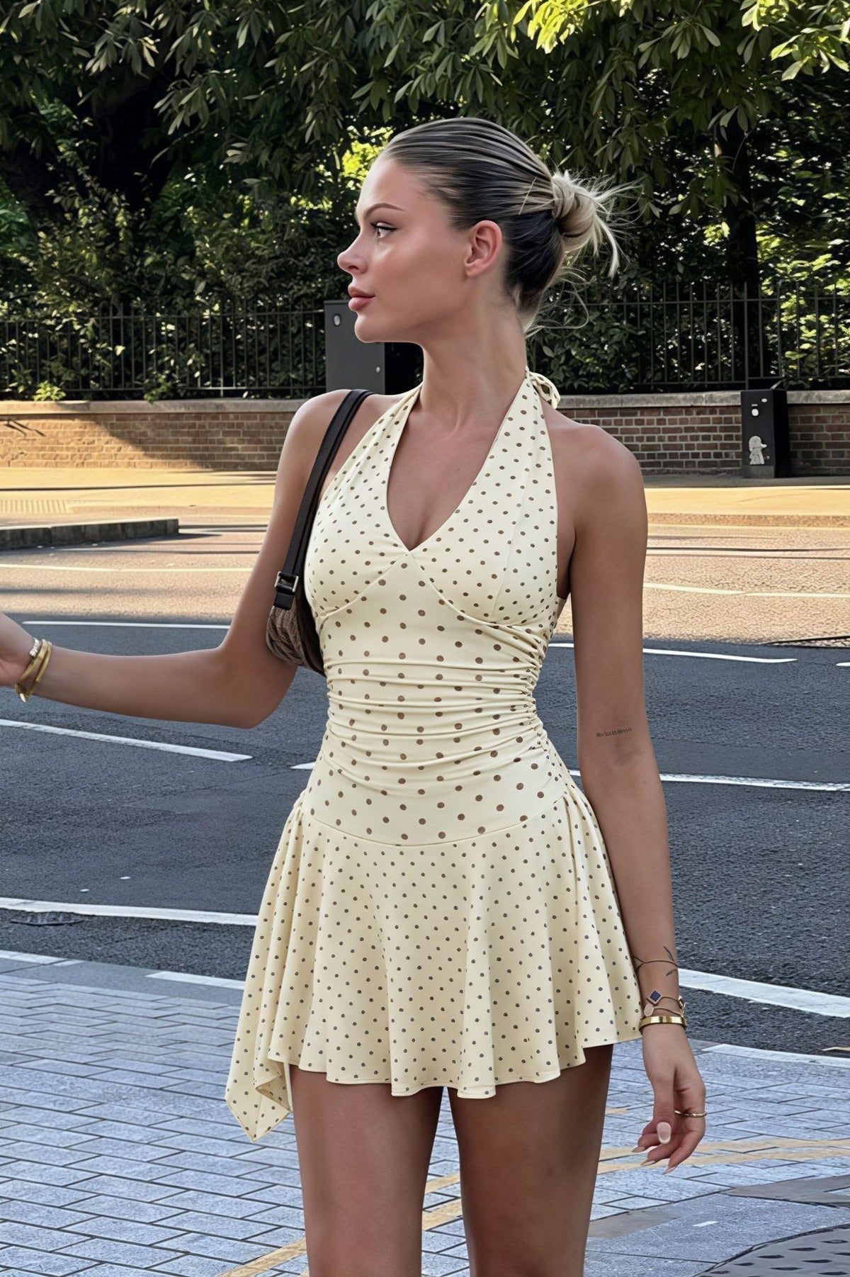 Ailen Polka Dot Halter Mini Dress - Elegant Occasion Dress for Women - Image 4