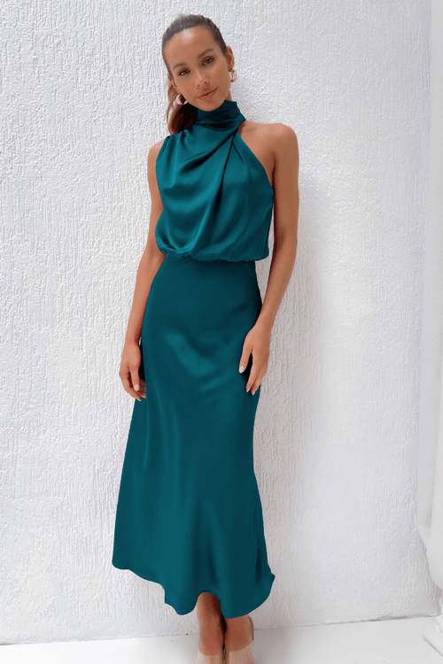Adila Satin Cowl Neck Maxi Dress - Elegant Occasion Dress for Women
