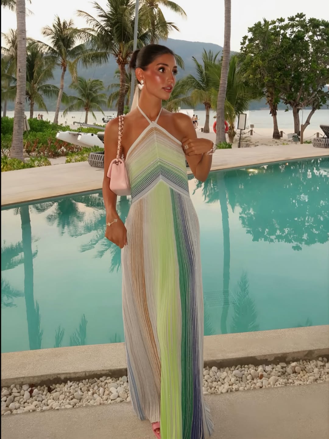 Ailis Sequin Striped Halter Maxi Dress - Elegant Occasion Dress for Women - Image 7