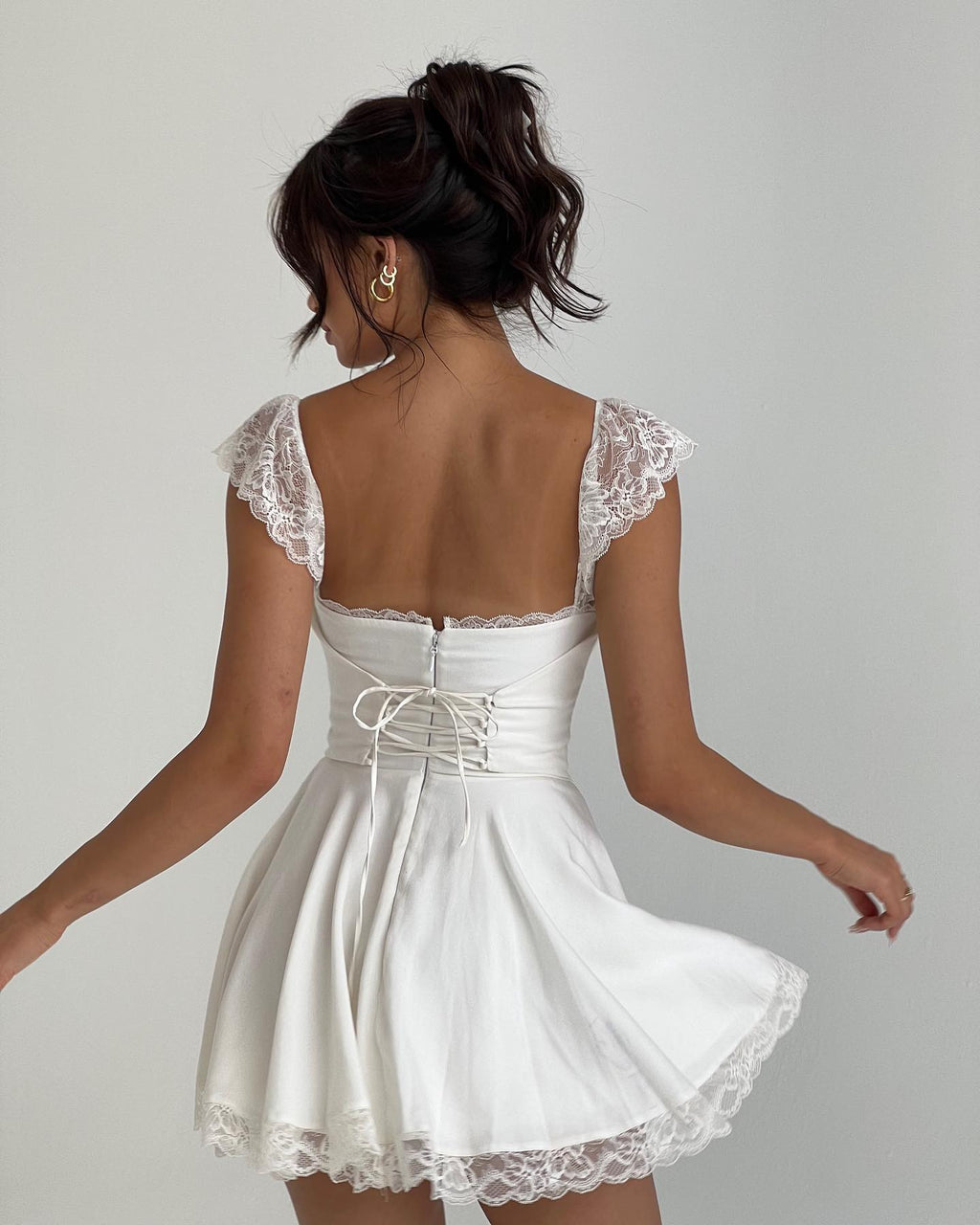 Nora Tie-Back Lace Mini Dress - Elegant Occasion Dress for Women - Image 2