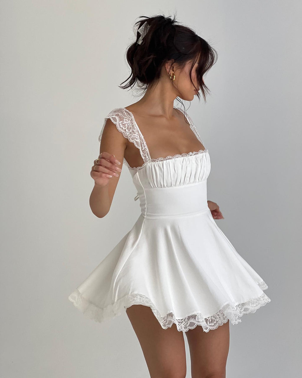 Nora Tie-Back Lace Mini Dress - Elegant Occasion Dress for Women