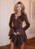 Brenda Satin Ruffle Lace-Up Mini Dress - Elegant Occasion Dress for Women