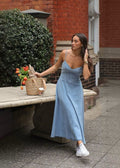 Brianna Corset Denim Midi Dress - Elegant Occasion Dress for Women