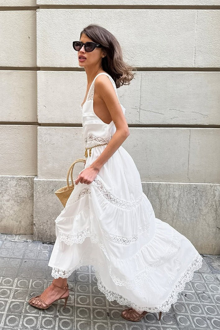 Celeste Boho Lace Patchwork Ruffle Maxi Dress - Elegant Occasion Dress for Women - Image 3