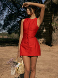 Celeste Button-Front Sleeveless Mini Dress - Elegant Occasion Dress for Women