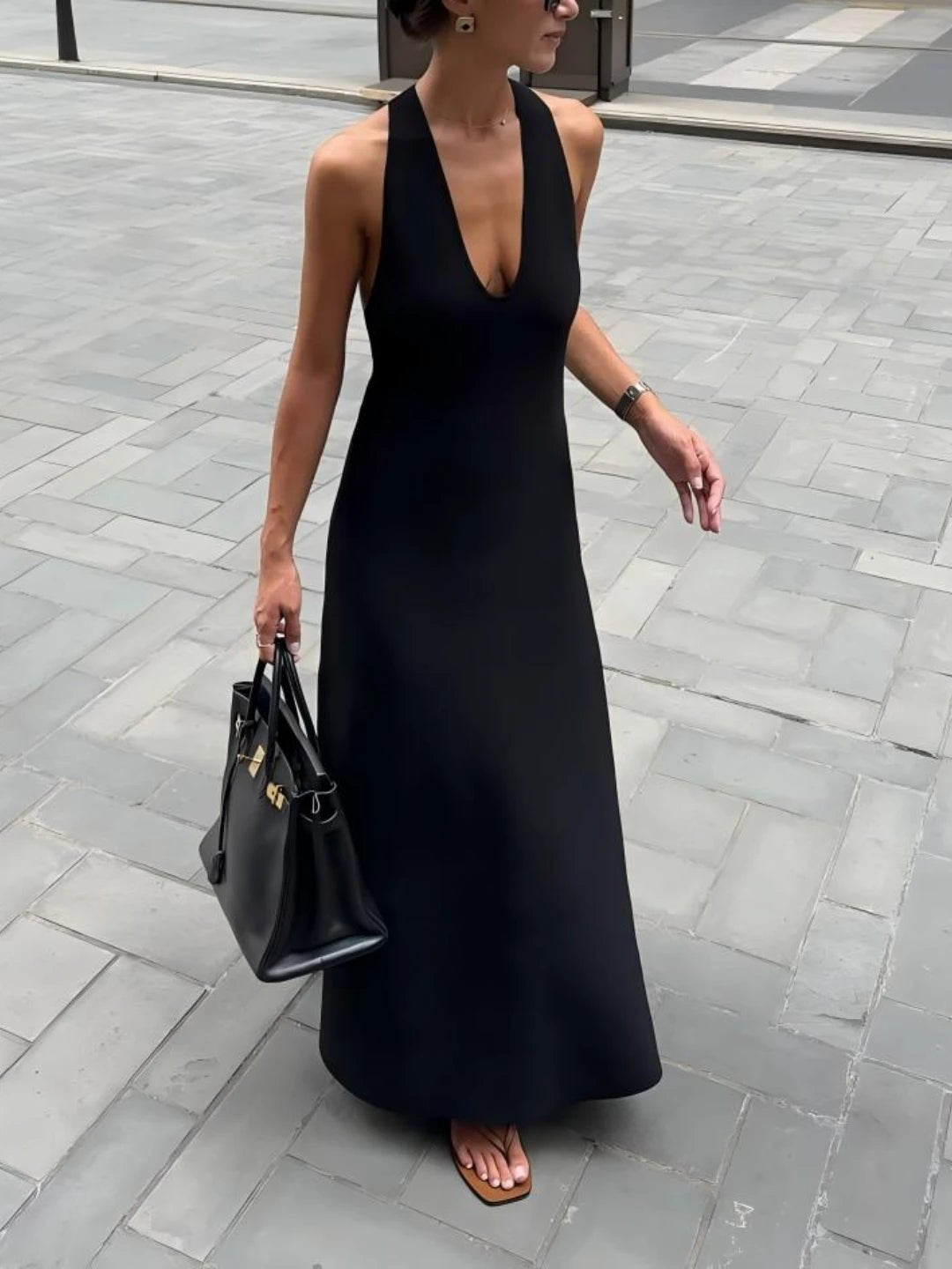 Erica Deep V-Neck Halter Maxi Dress - Elegant Occasion Dress for Women - Image 4