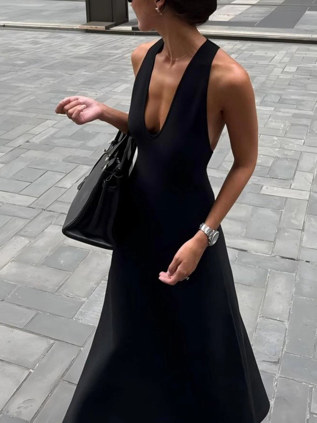 Erica Deep V-Neck Halter Maxi Dress - Elegant Occasion Dress for Women - Image 3