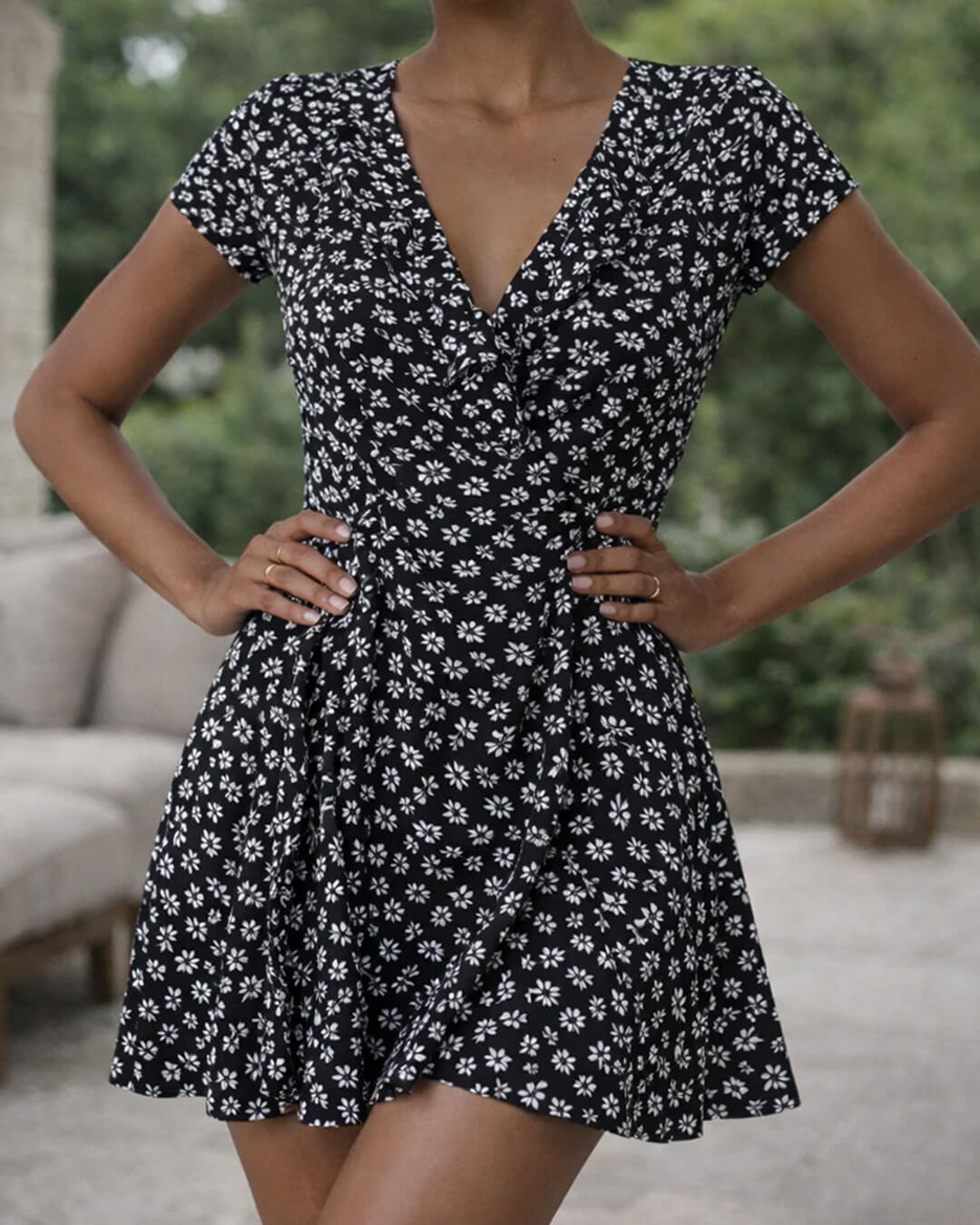 Celeste Floral V-Neck A-Line Mini Dress - Elegant Occasion Dress for Women - Image 2