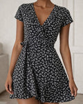 Celeste Floral V-Neck A-Line Mini Dress - Elegant Occasion Dress for Women