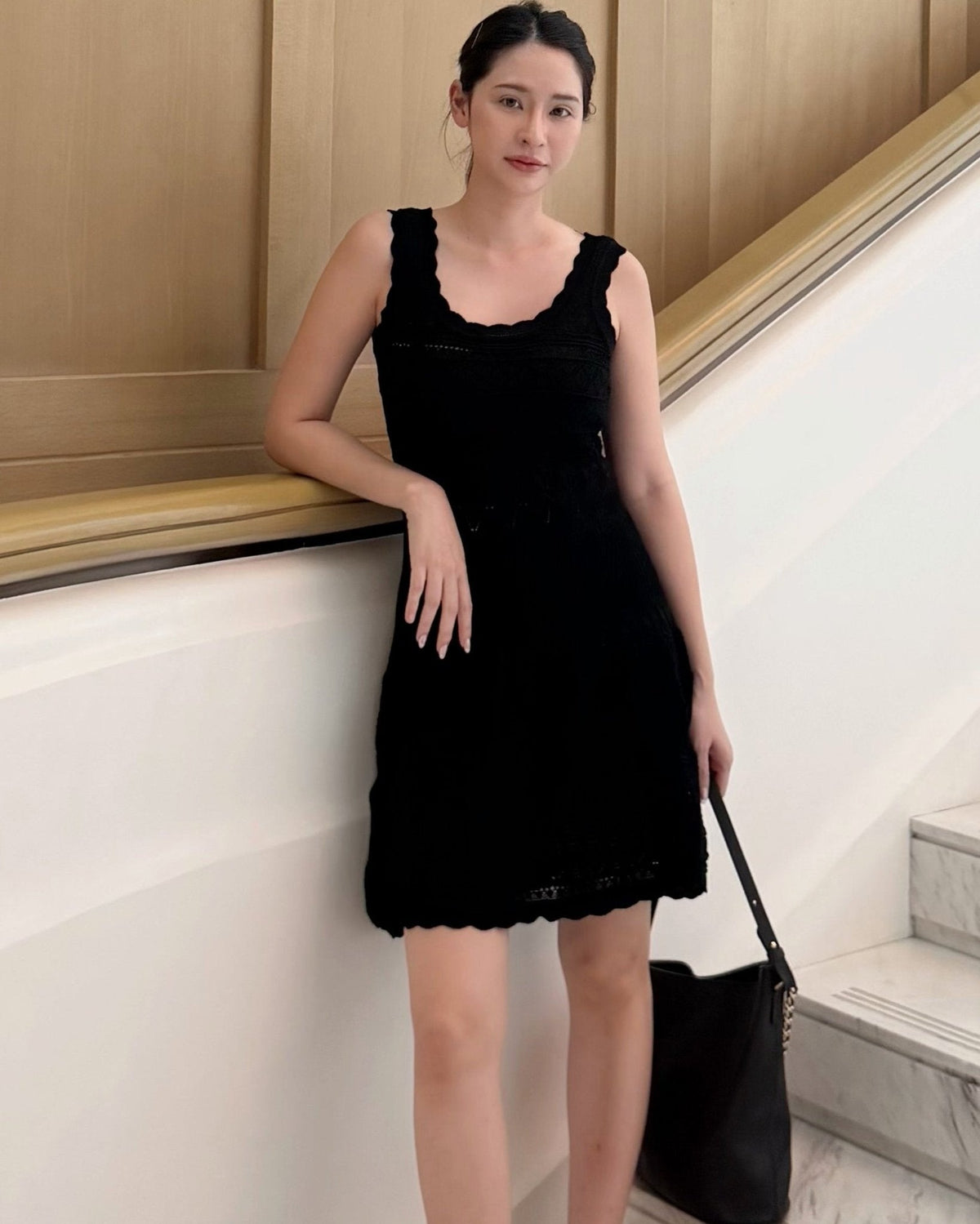 Esther Hollow-Out Knitted Midi Dress - Elegant Occasion Dress for Women - Image 4
