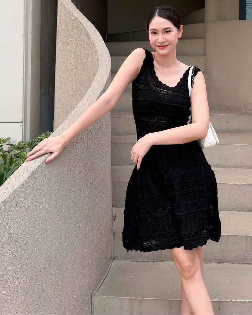 Esther Hollow-Out Knitted Midi Dress - Elegant Occasion Dress for Women - Image 6