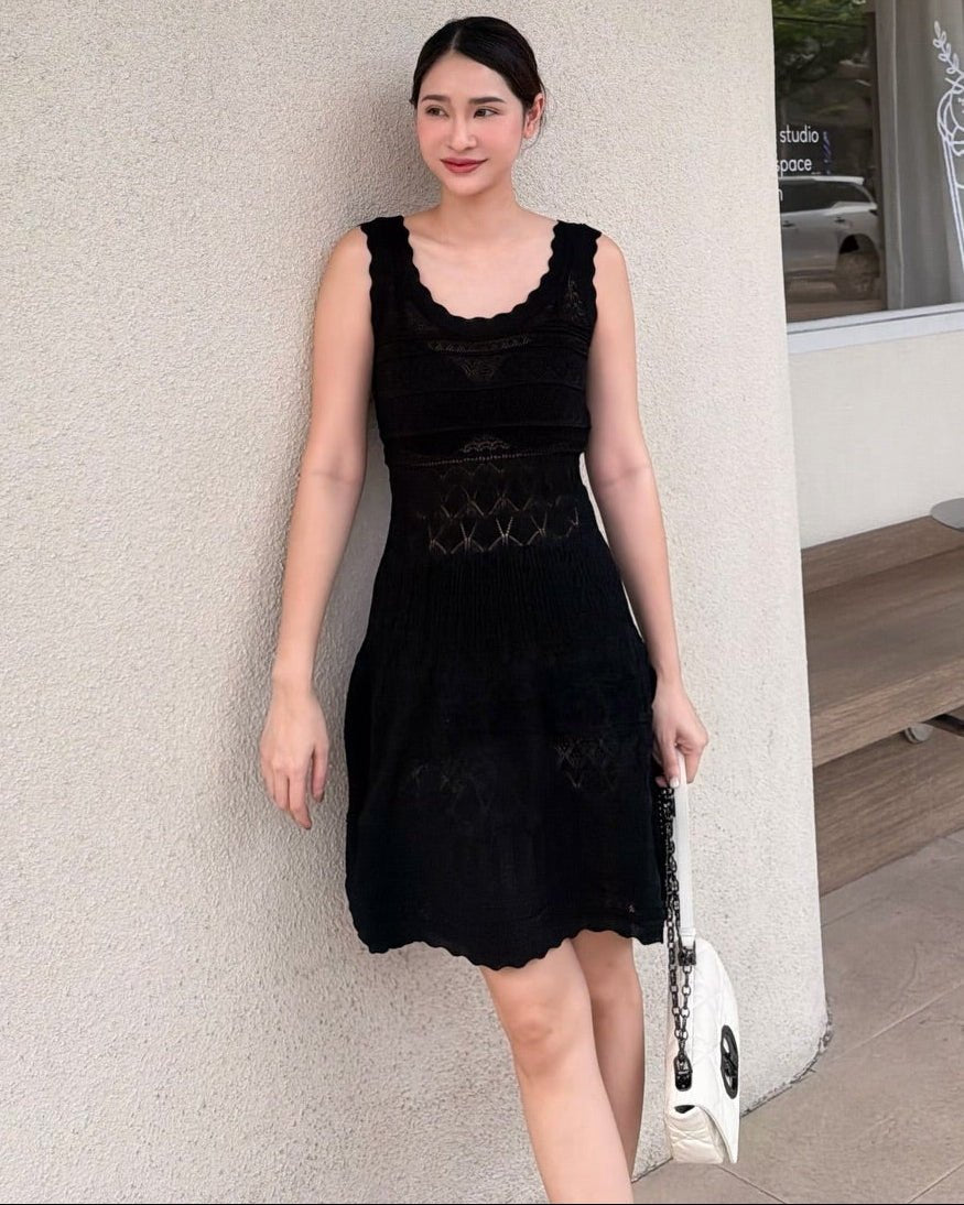 Esther Hollow-Out Knitted Midi Dress - Elegant Occasion Dress for Women - Image 5