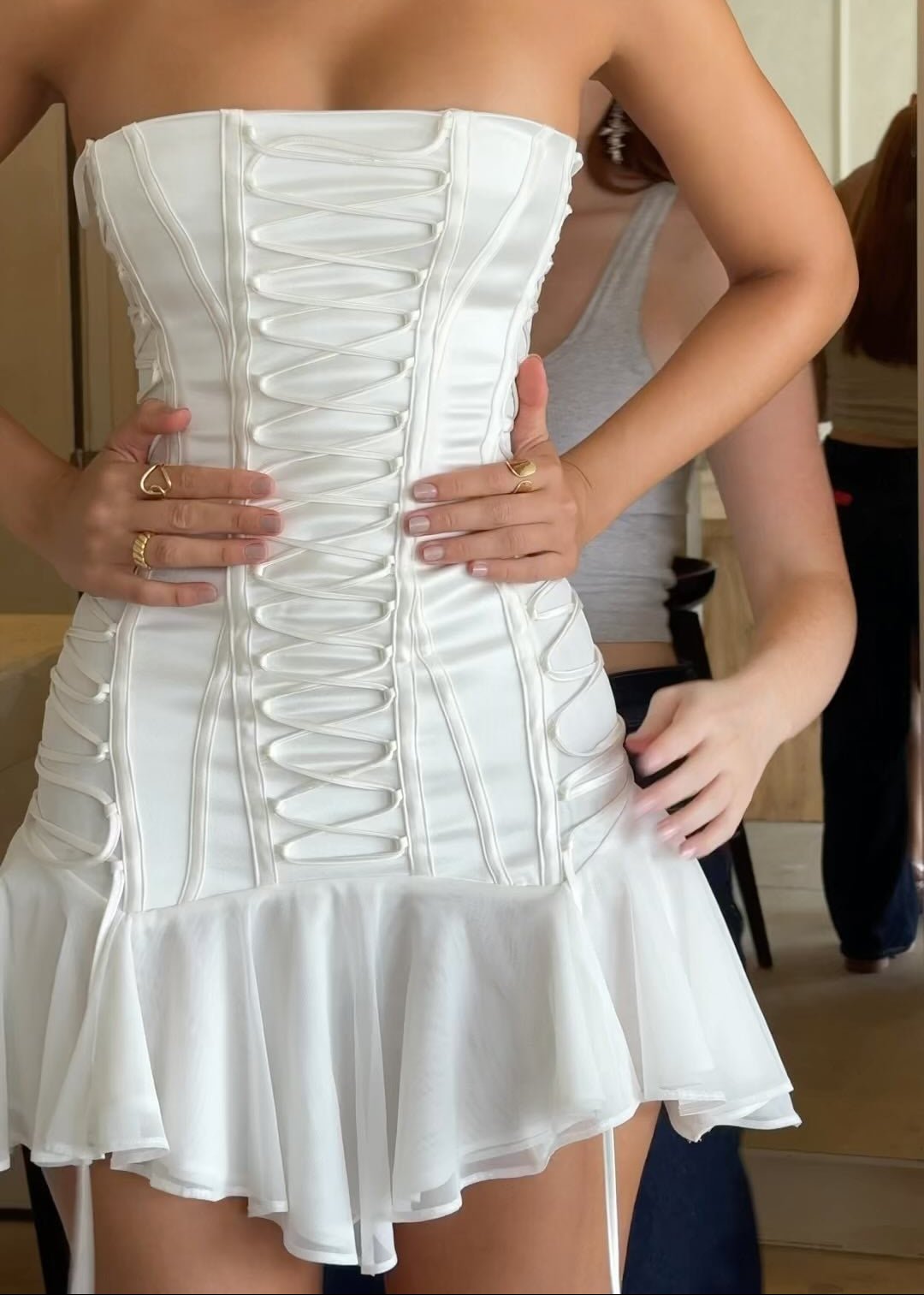 Emilia Strapless Lace-Up Mermaid Mini Dress - Elegant Occasion Dress for Women