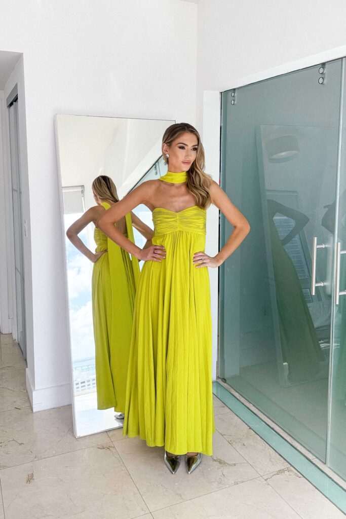 Helena Halter Ruched Maxi Dress with Scarf - Elegant Occasion Dress for Women - Image 2