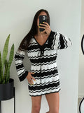 Miriam Crochet Contrast Mini Dress - Elegant Occasion Dress for Women