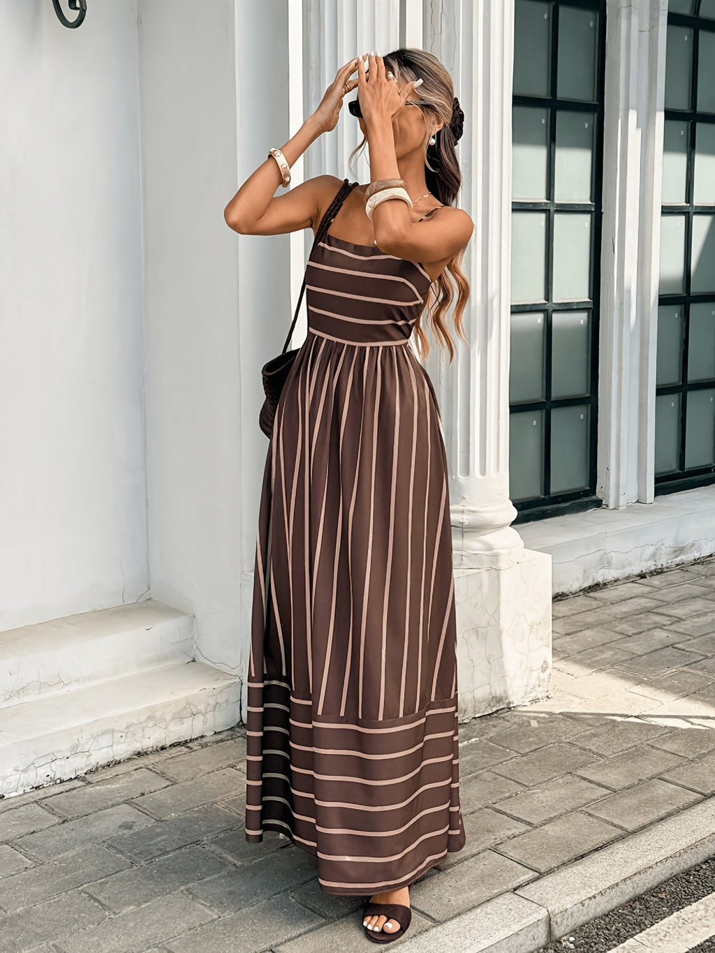 Elena Striped Linen Slip Dress - Elegant Occasion Dress for Women - Image 4
