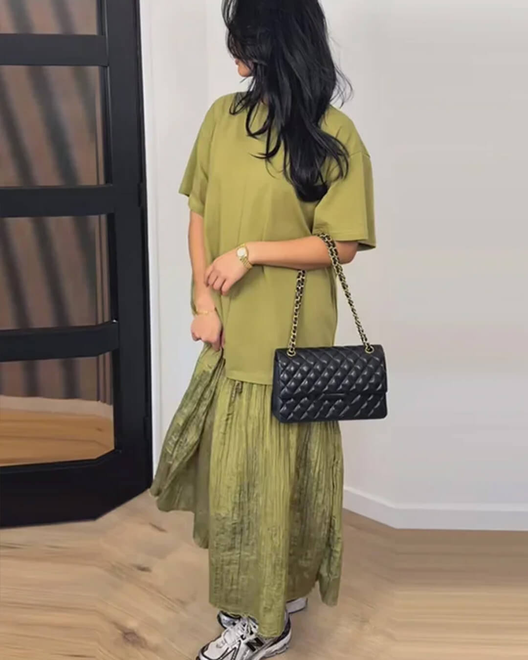 Celeste Pleated Patchwork Midi Dress - Elegant Occasion Dress for Women - Image 7