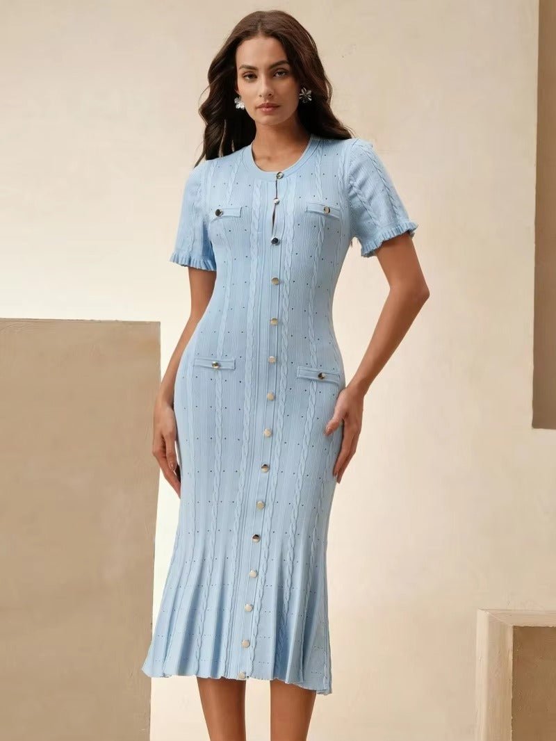 Beatrice Button-Front Knit Midi Dress - Elegant Occasion Dress for Women - Image 12
