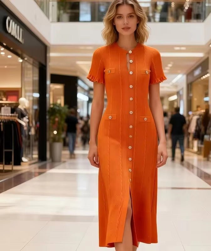 Beatrice Button-Front Knit Midi Dress - Elegant Occasion Dress for Women - Image 7