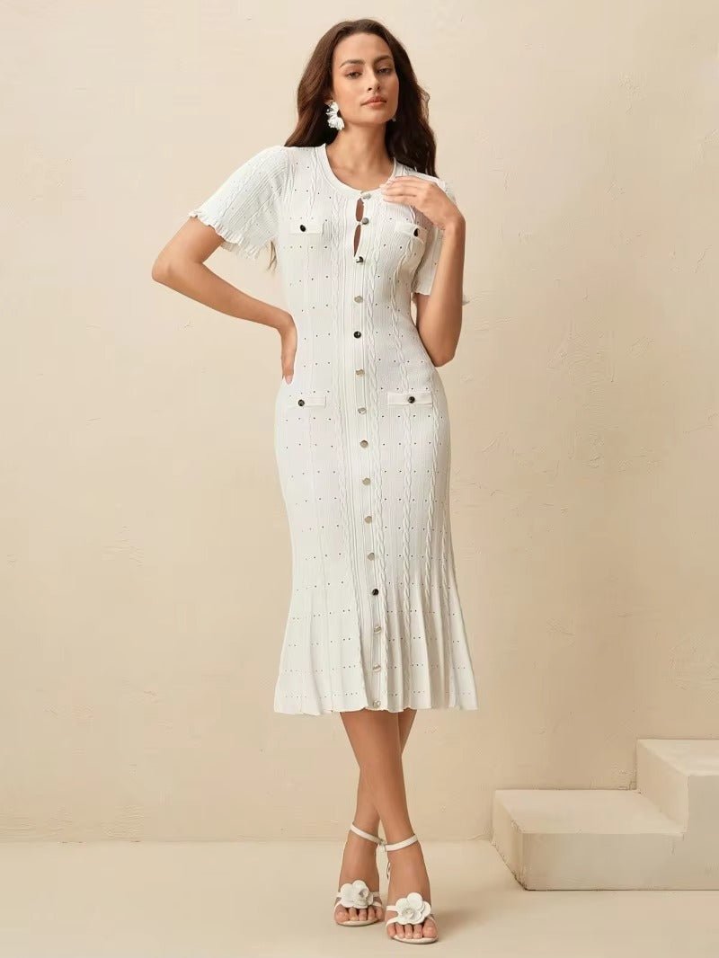 Beatrice Button-Front Knit Midi Dress - Elegant Occasion Dress for Women - Image 2