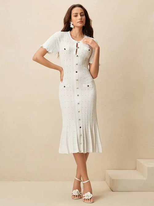 Beatrice Button-Front Knit Midi Dress - Elegant Occasion Dress for Women - Image 2