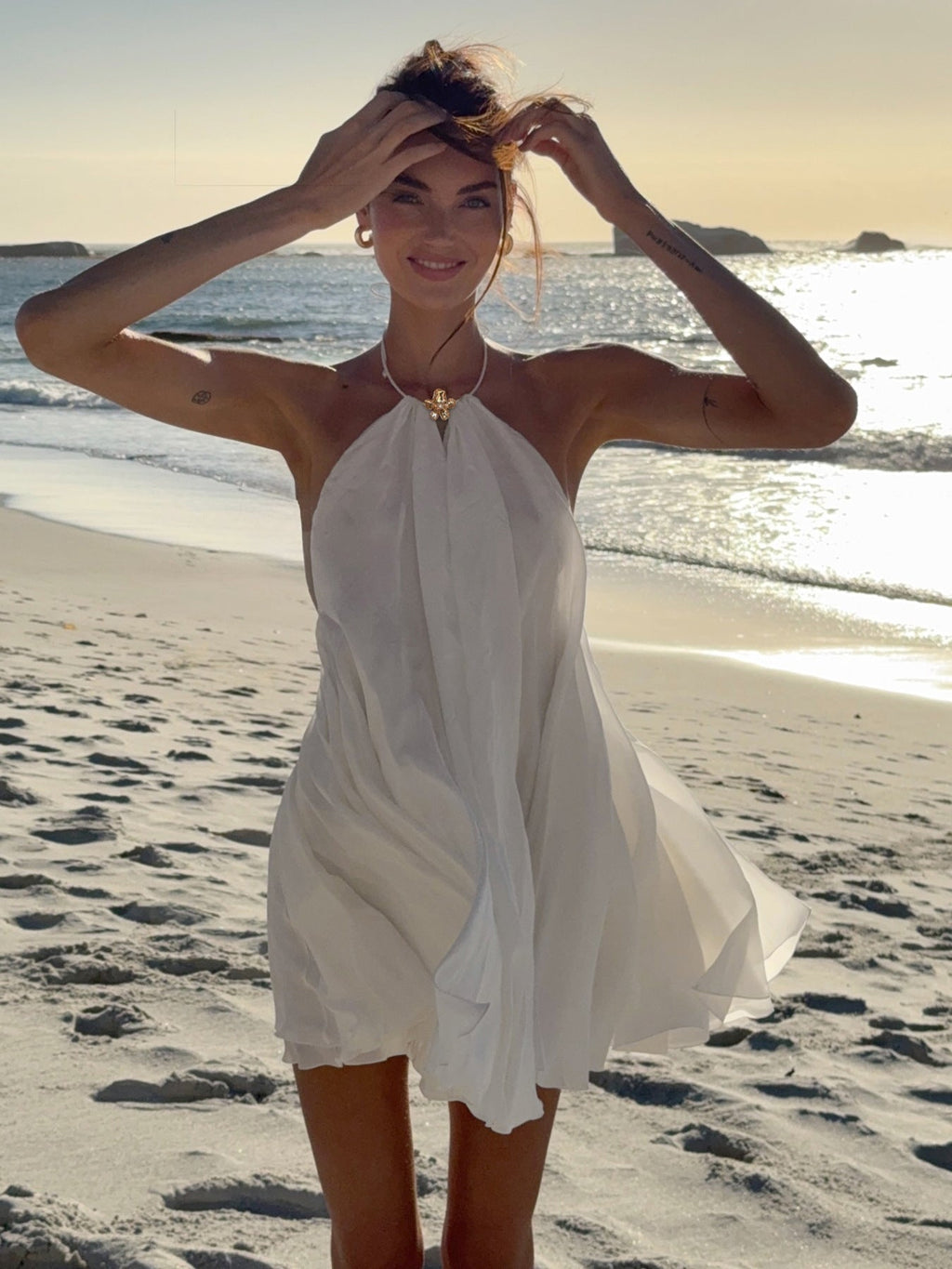 Evelyn Halter Backless Beach Dress - Elegant Occasion Dress for Women - Image 3