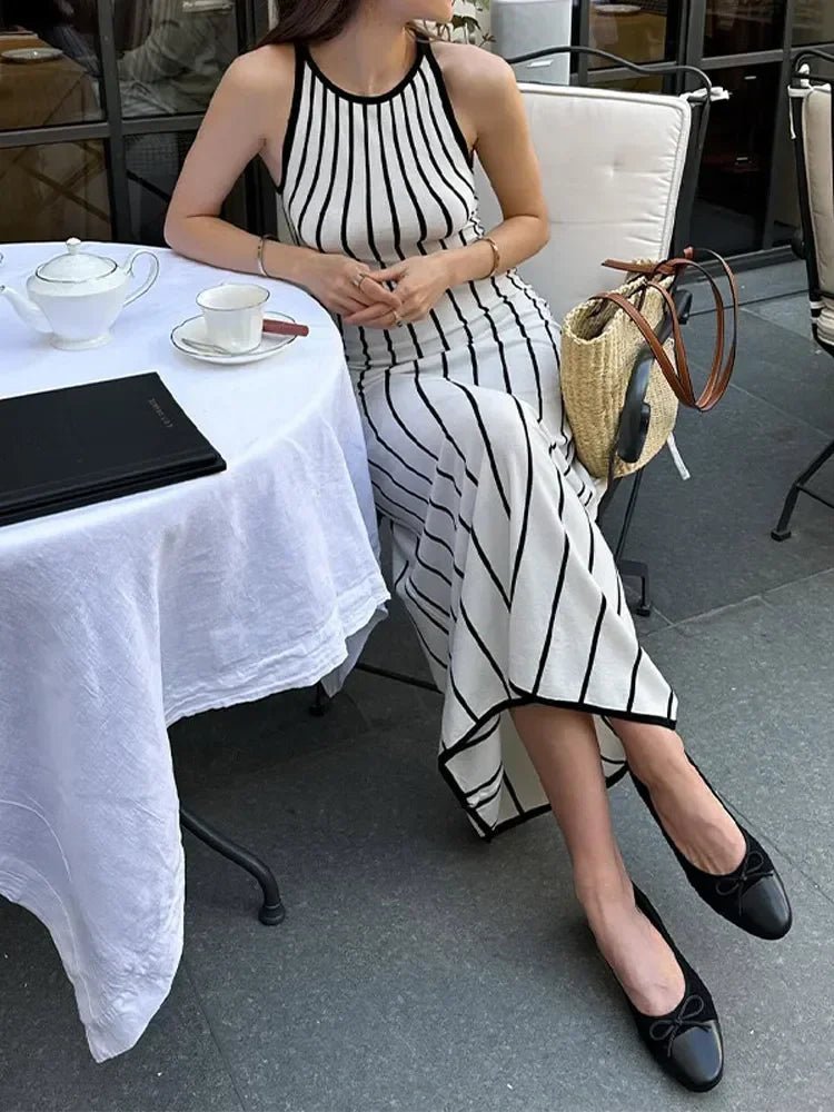 Elena Striped Sleeveless Knit Maxi Dress - Elegant Occasion Dress for Women - Image 4