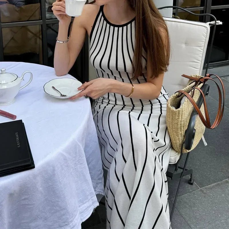 Elena Striped Sleeveless Knit Maxi Dress - Elegant Occasion Dress for Women - Image 6
