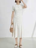 Brigette French V-Neck Knitted Slit Dress - Elegant Occasion Dress for Women
