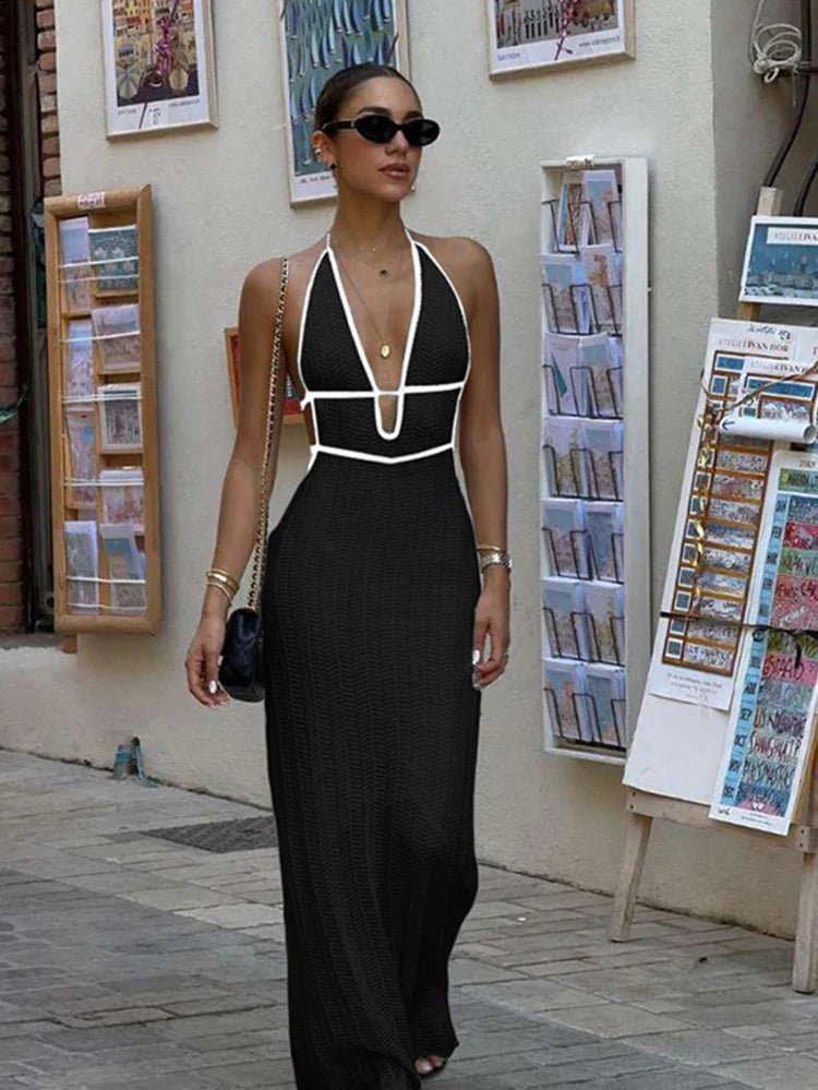 Harley Lace Up Halter Maxi Dress - Elegant Occasion Dress for Women - Image 6