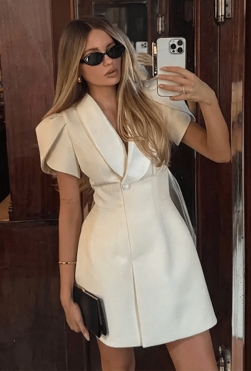 Beatrice Shawl Collar Mini Dress - Elegant Occasion Dress for Women - Image 2