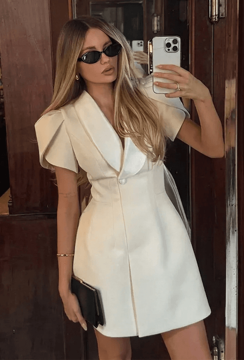 Beatrice Shawl Collar Mini Dress - Elegant Occasion Dress for Women - Image 2
