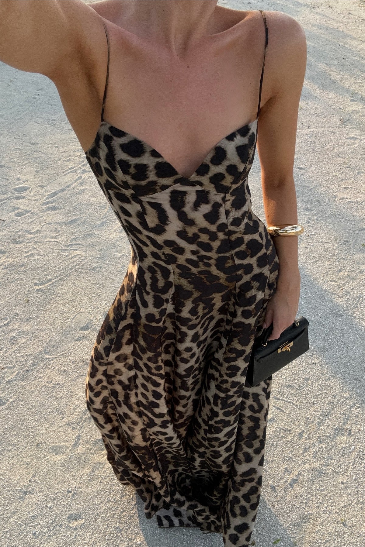 Women's Leopard Print Spaghetti Strap Woven Maxi Dress - Sexy Summer Evening Style