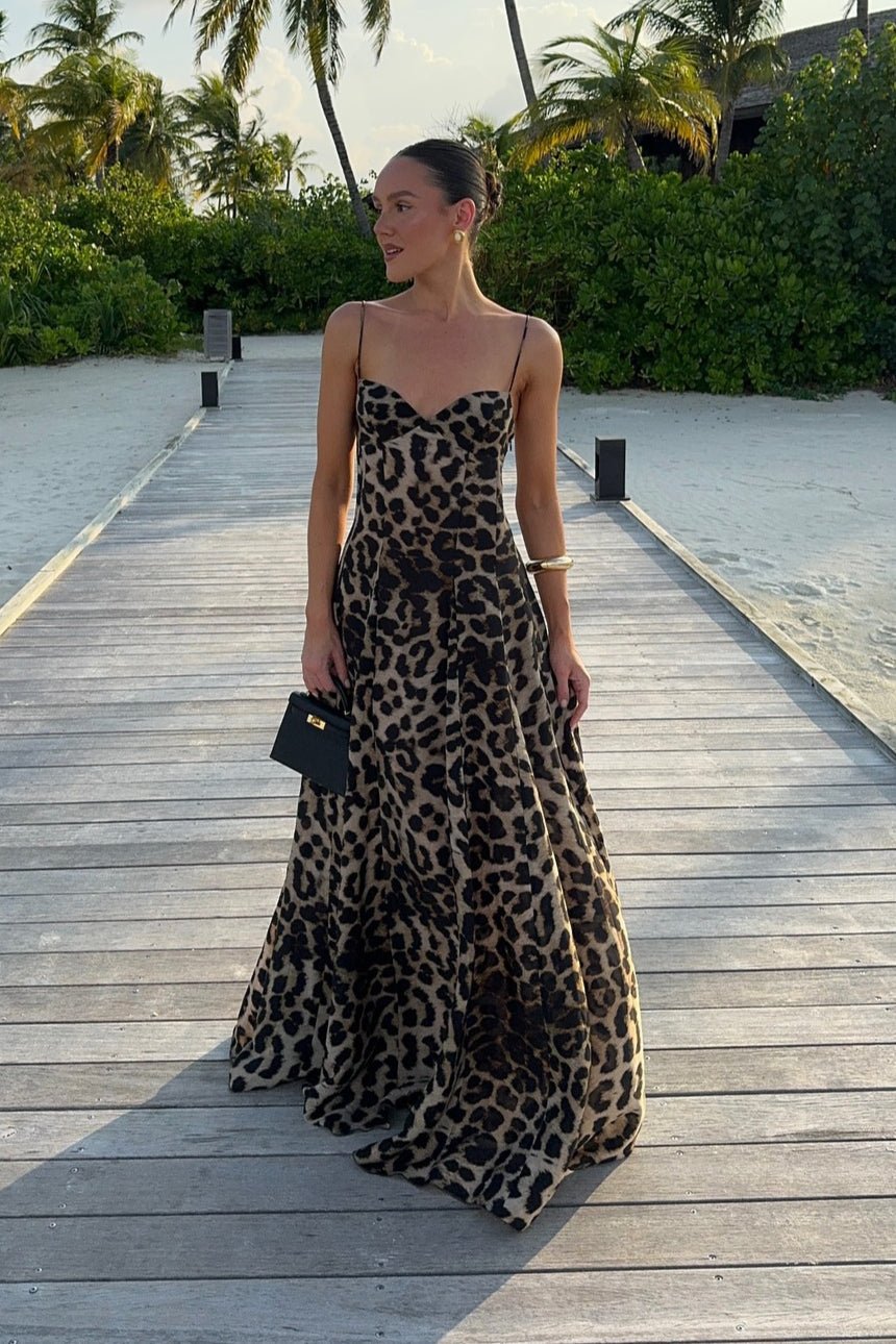 Women's Leopard Print Spaghetti Strap Woven Maxi Dress - Sexy Summer Evening Style - Image 4