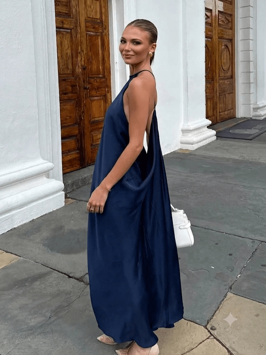 Indira Satin Halter Maxi Dress - Elegant Occasion Dress for Women - Image 2