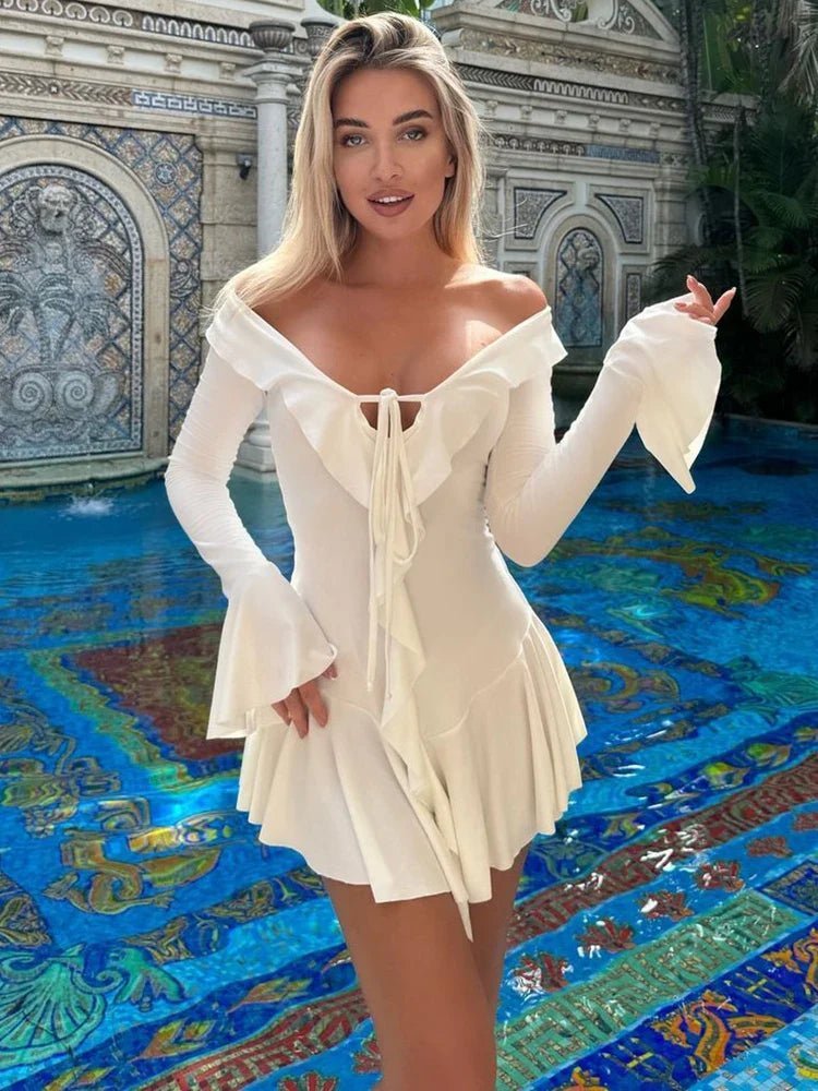 Nicole V-Neck Ruffle Mini Dress - Elegant Occasion Dress for Women - Image 6