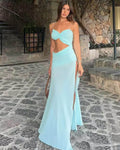 Joanna Centre-Front Knot Maxi Dress with Splits - Elegant Occasion Dress for Women