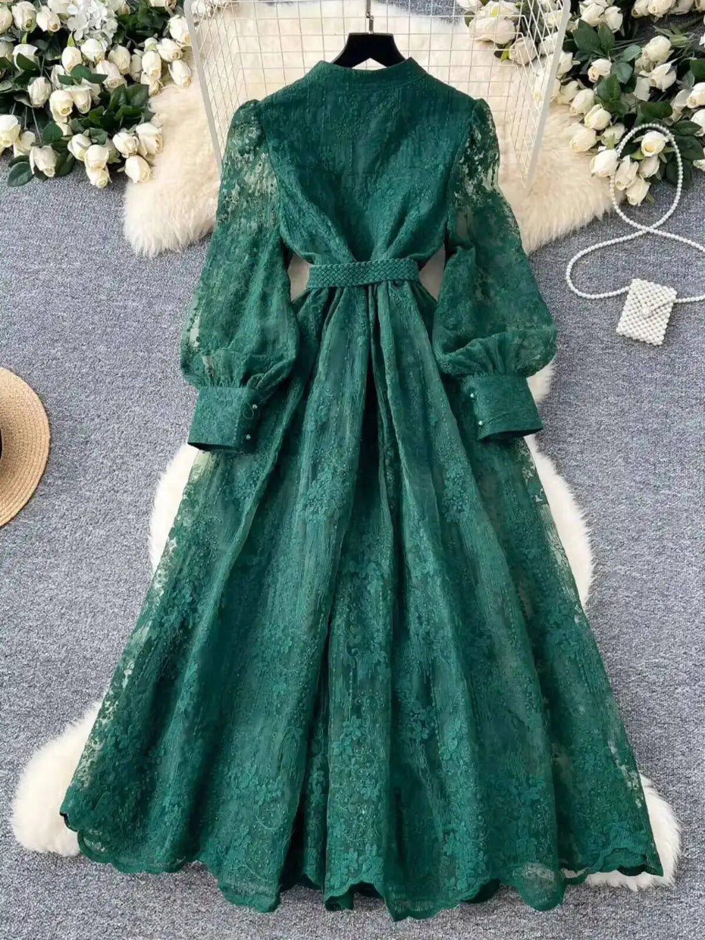 Beatrice Embroidered Pearl Midi Dress - Elegant Occasion Dress for Women - Image 7