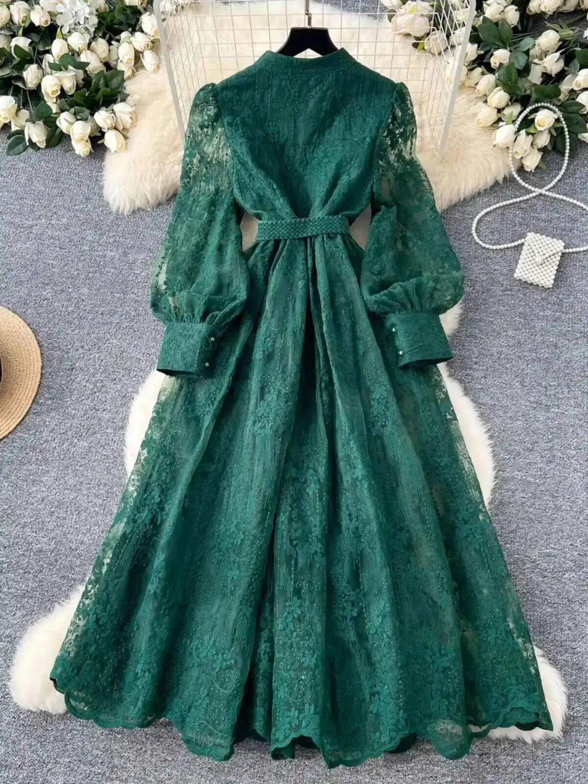 Beatrice Embroidered Pearl Midi Dress - Elegant Occasion Dress for Women - Image 7