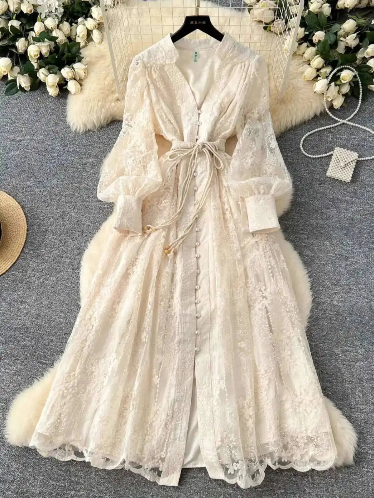 Beatrice Embroidered Pearl Midi Dress - Elegant Occasion Dress for Women - Image 4