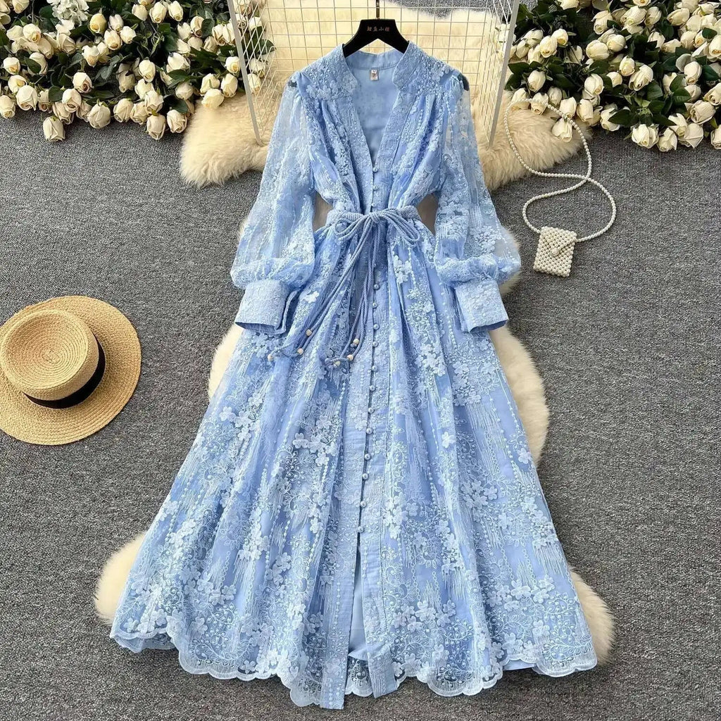 Beatrice Embroidered Pearl Midi Dress - Elegant Occasion Dress for Women - Image 8