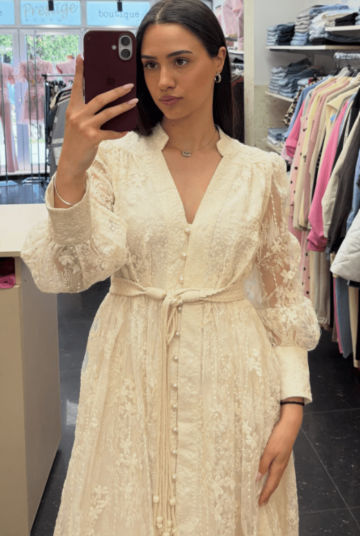 Beatrice Embroidered Pearl Midi Dress - Elegant Occasion Dress for Women - Image 2