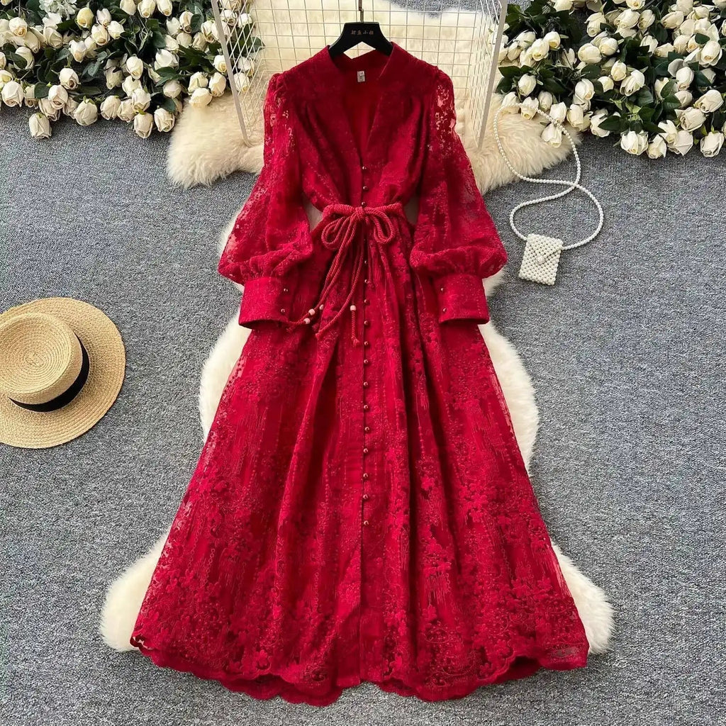 Beatrice Embroidered Pearl Midi Dress - Elegant Occasion Dress for Women - Image 10