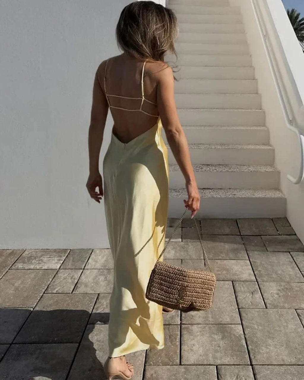 Kirra Satin Backless Maxi Dress for Women - Sleeveless V-Neck Evening Gown - Image 2
