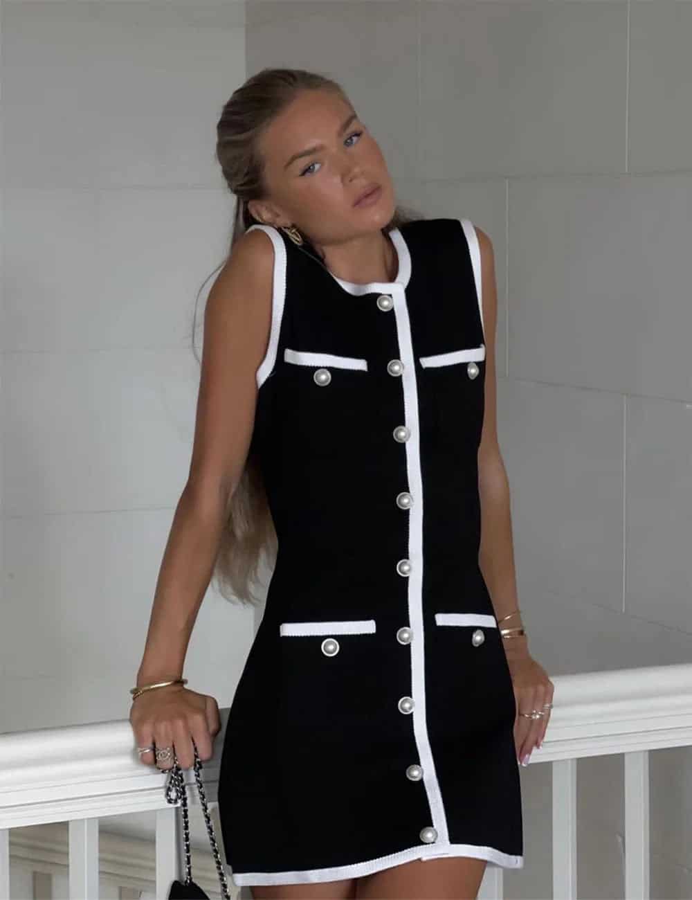 Claudia Tricot Sleeveless Mini Dress - Elegant Occasion Dress for Women