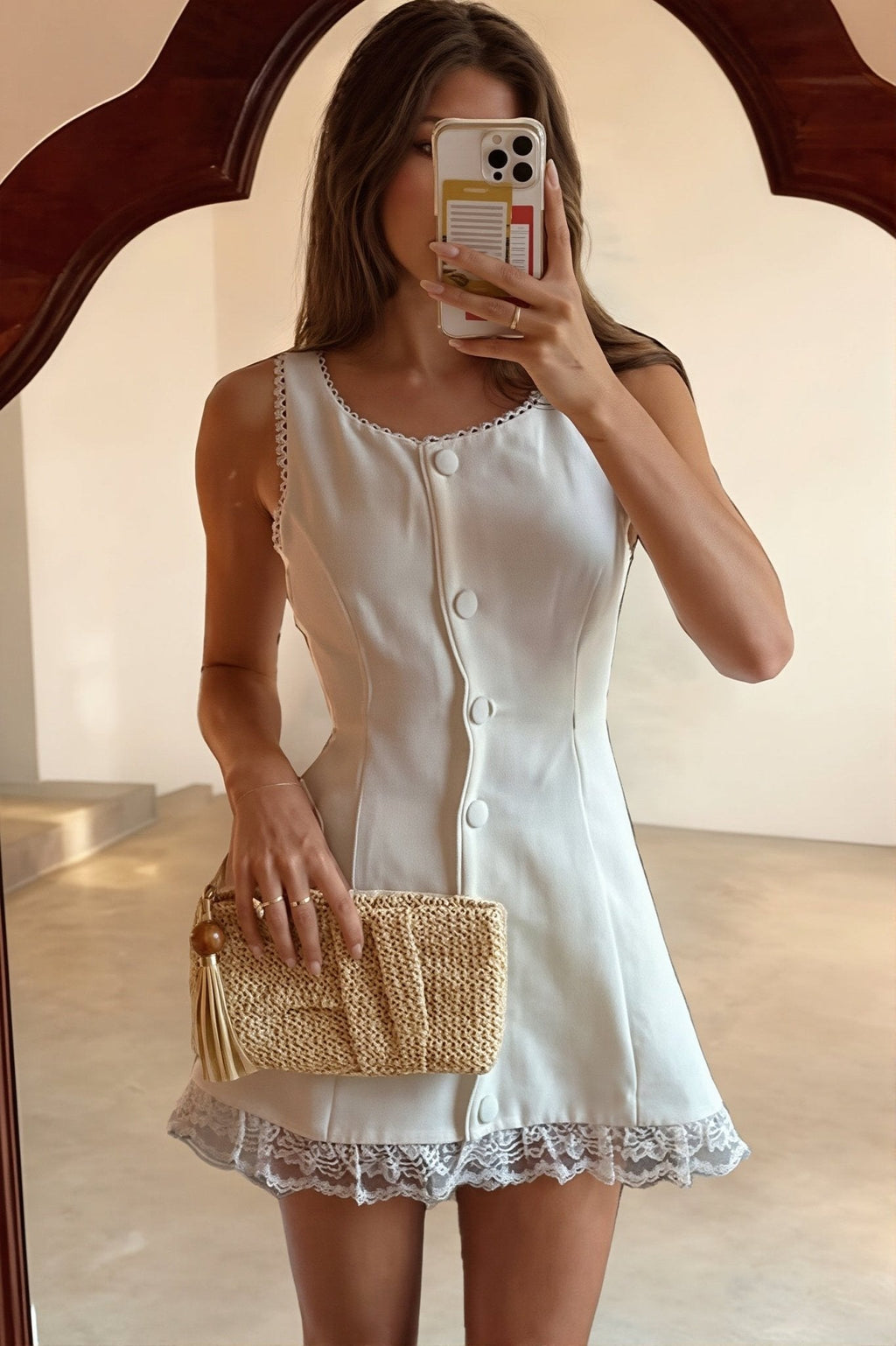 Lia Lace Trim Fit and Flare Mini Dress - Elegant Occasion Dress for Women - Image 3