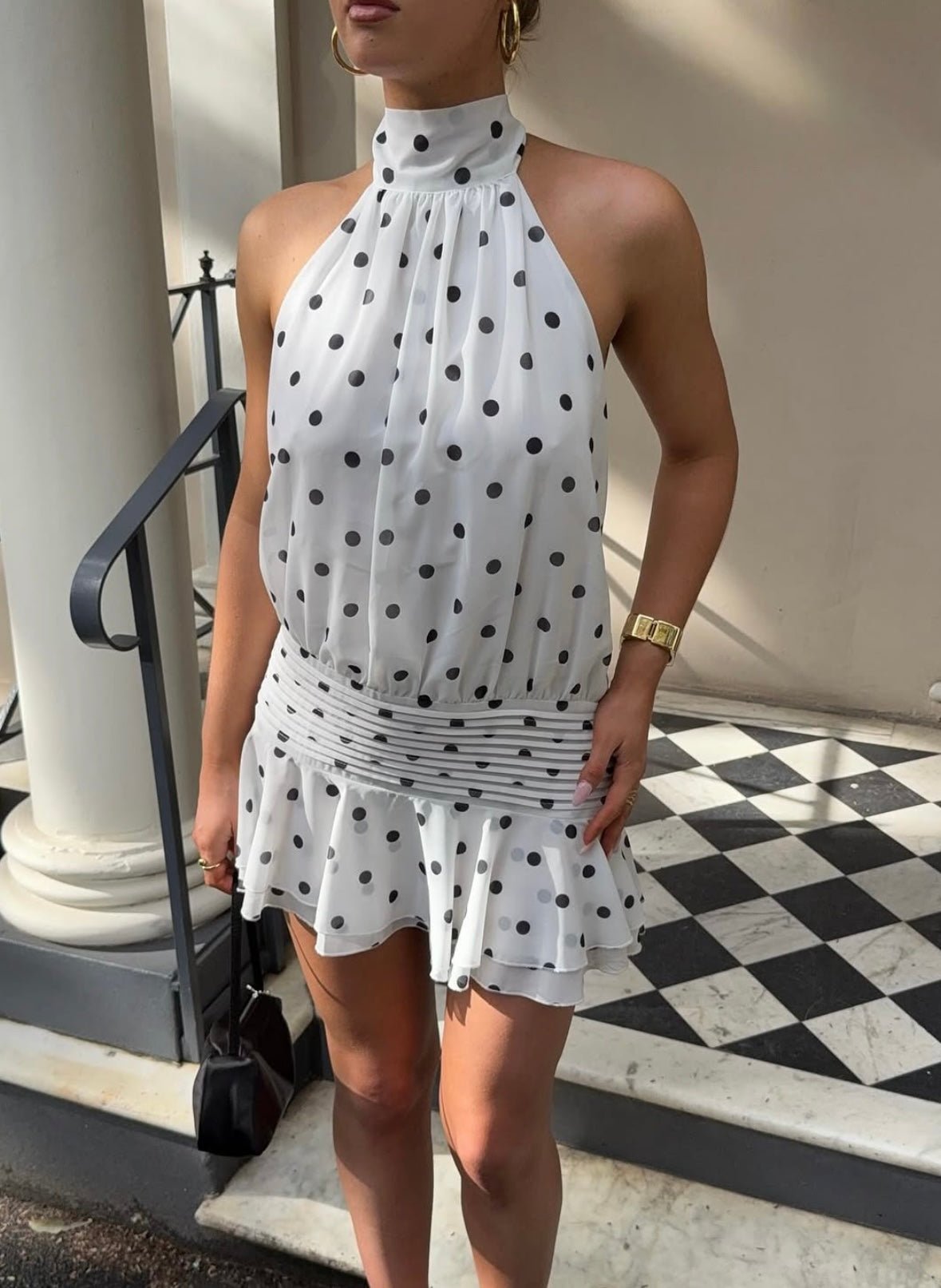 Lianna Polka Dot Halterneck Mini Dress - Elegant Occasion Dress for Women