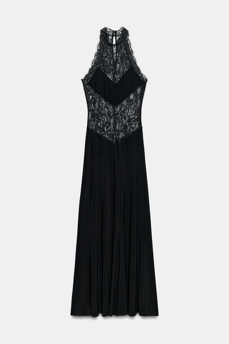 Lindsay Sheer Lace Halter Maxi Dress - Elegant Occasion Dress for Women